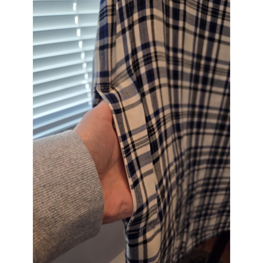 Madewell Plaid Dress XS Blue Ivory | Pockets | 3/4 Sleeve Viscose Tunic Dress - Picture 6 of 8